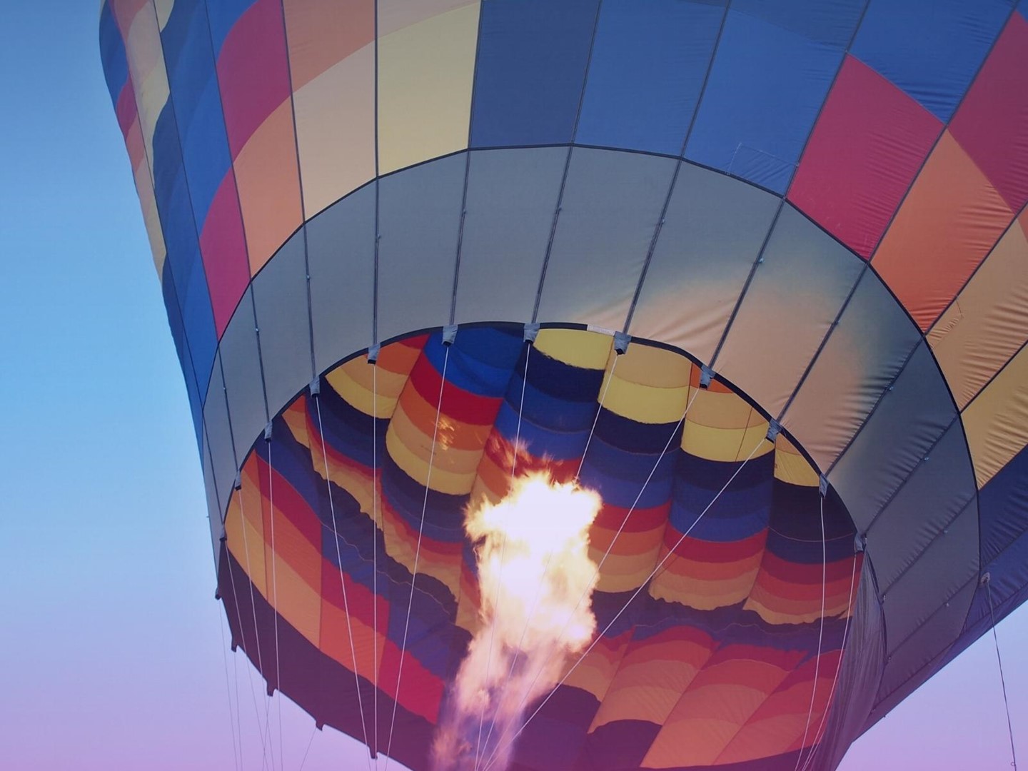 Hot air balloon with flame