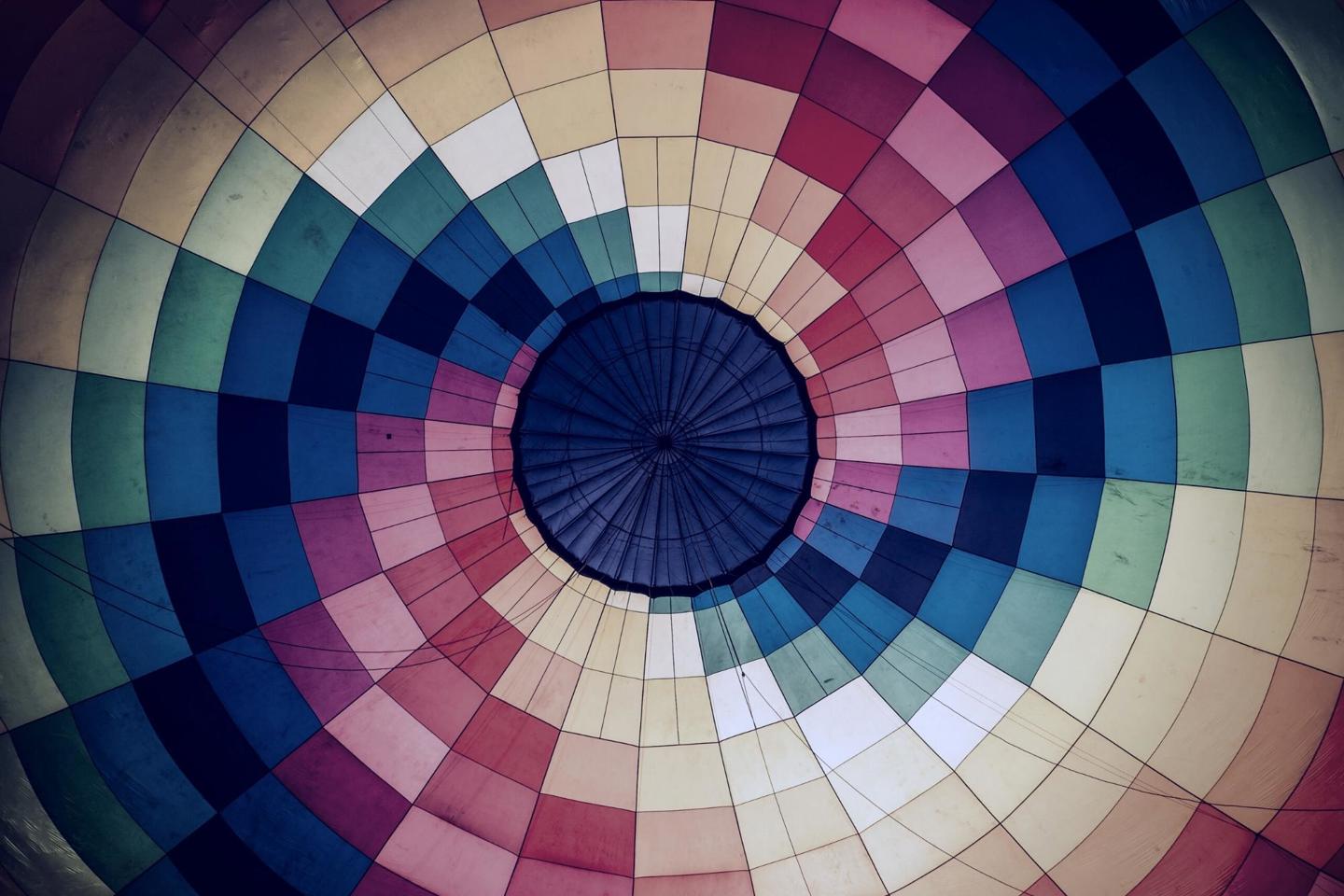 Photograph of the interior of a hot air balloon